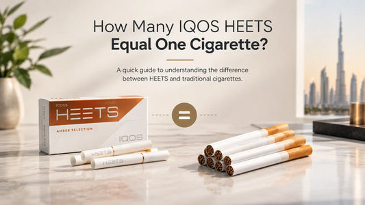 IQOS HEETS sticks and traditional cigarettes, illustrating the question of how many HEETS equal one cigarette.