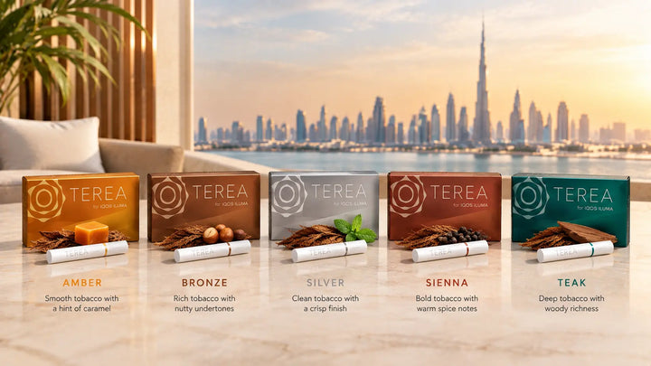 TEREA Tobacco Flavours Compared Amber vs Bronze vs Silver vs Sienna vs Teak